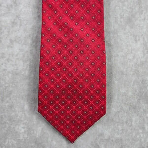 Stafford Red Blue Stripe Floral Diamond‎ Geometric 100% Silk Men's Neck Tie NWOT